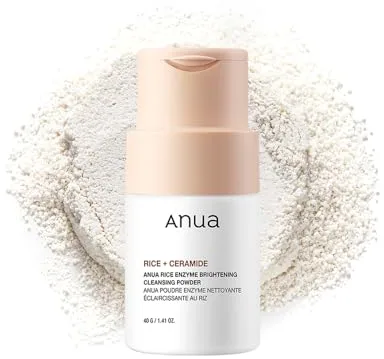 Anua Rice Enzyme Brightening Cleansing Powder, Limpiador exfoliante en polvo, Textura suave y luminosa, Skincare coreano, 1.41 fl.oz