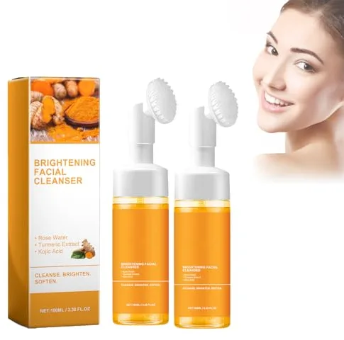 Dyceittdia 2PCS Limpiador Facial de cúrcuma, Espuma limpiadora de Cúrcuma, Limpia en Profundidad la piel del rostro, Reduce las Marcas de acné, Nutre e ilumina la piel, 2pcs*100ml, cream3