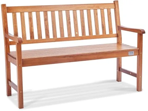 VEVOR banco de madera para exteriores, jardín para 2 personas con respaldo y reposabrazos, 800 libras de capacidad, patio resistente a todo tipo de clima, nunca se pudre