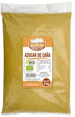 Guillermo | Azúcar de caña BIO - Bolsa 1 kg. | 100% ecológico | Endulzante más saludable | Contiene calcio