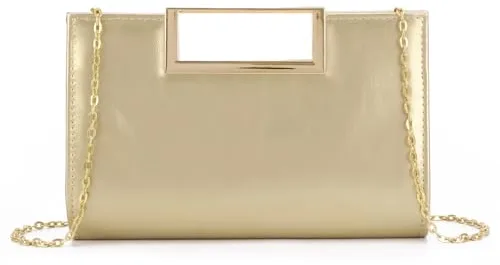 EVEOUT Bolso de Cuero con Cadena para Mujer - Clutch Bandolera para Fiesta, Noche, Boda y Uso Cotidiano