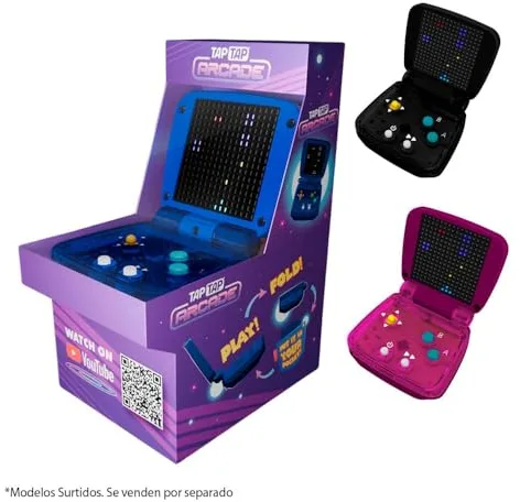 BANDAI TAPTAP Arcade FC34812 Multicolor- Dispositivo de Juegos electrónico tamaño de Palma - Maquina recreativa Retro, Incluye 10 Divertidos Videojuegos, Regalo para Mayores de 5 años
