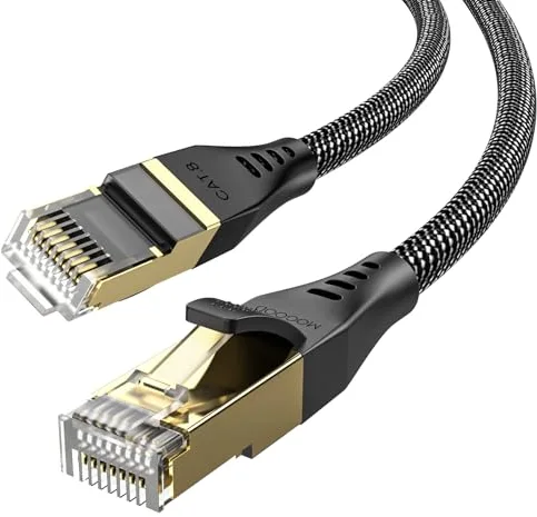MOGOOD Cat 8 cable Ethernet, 3M plana RJ45 Lan GIgabit red FTP POE, cable Ethernet rápido compatible con extensores WIFI, routers, módems, paneles de conexión, consolas de juegos y PC
