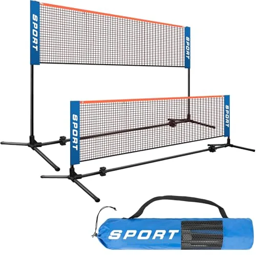 AKOZLIN - Red de bádminton portátil de 3 m ajustable en altura con palos y bolsa de transporte para bádminton, voleibol, tenis, pickleball, fútbol - Fácil instalación