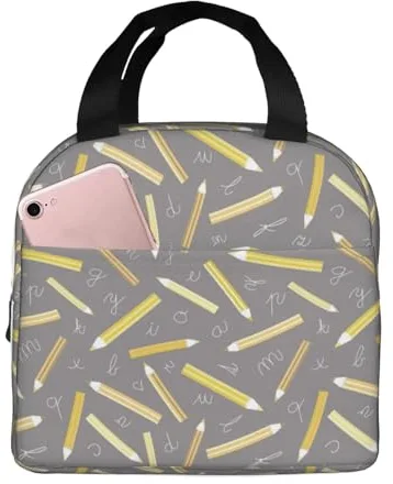 Loncheras aisladas para hombres y mujeres, trabajo, lápiz con estampado matemático, bolsa térmica suave aislada para viajes, a prueba de agua, lonchera pequeña para adultos, para hombres y mujeres