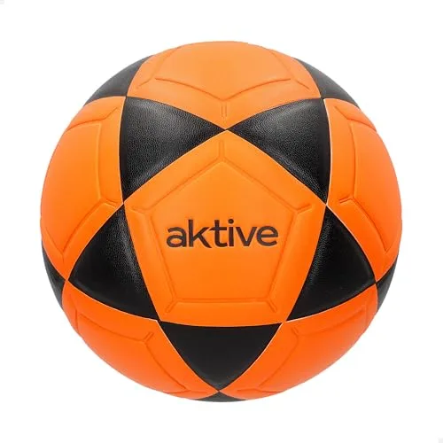 AKTIVE Balón de fútbol Sala PVC, 230-250 Gramos, D18 cm, Talla 3, Color Naranja y Negro, Resistente y Duradero, Óptimo para Entrenamiento al Aire Libre, Deportes, Pelota, Balones Futbol (54202)