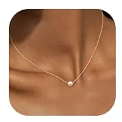 Chriscoco Collar de Perlas 14K Oro/Plata Gargantilla Dorada para Mujer y Niñas Cadena de Perlas