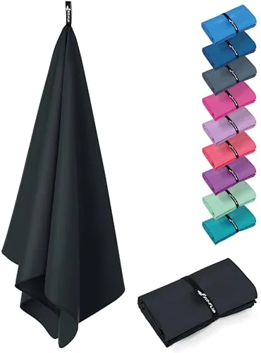Fit-Flip Toalla Microfibra Gimnasio - compacta, Ultraligera y de Secado rápido – Toallas para Gym, Piscina, Viaje, Natacion y Playa Grande (1x 30x50cm Negro Noche)
