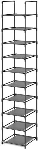 edihome, Zapatero Estrecho, 10 Niveles, (33 x 33 x 173 cm), Organizador Zapatos, Zapateros Estrechos y Altos, de Plastico, Vertical, Estanteria, Show Rack, Sapateira (10 Baldas - L)