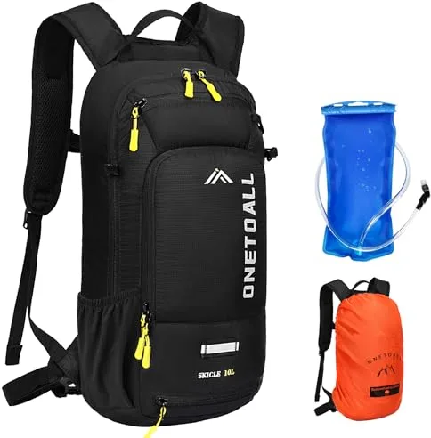 LOCAL LION Mochila de Hidratacion 10L con Funda Impermeable y Funda para Casco, Mochila Ciclismo MTB para Hombres y Mujeres, Mochila Montaña Pequeña Adecuado para Running, Esquí y Bicicleta