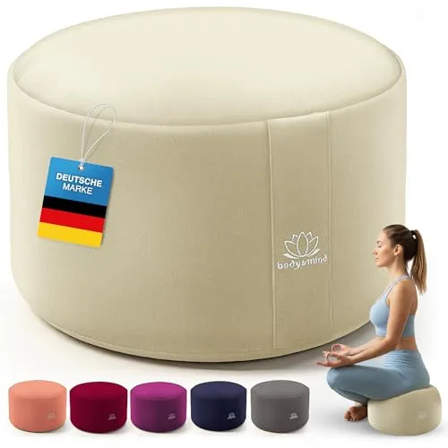 Cojín de yoga Cojín de meditación Cojín de asiento de suelo para meditación y yoga; funda lavable y relleno transpirable de primera calidad; altura del asiento de 19 cm (Beige, 29 x 19 cm)