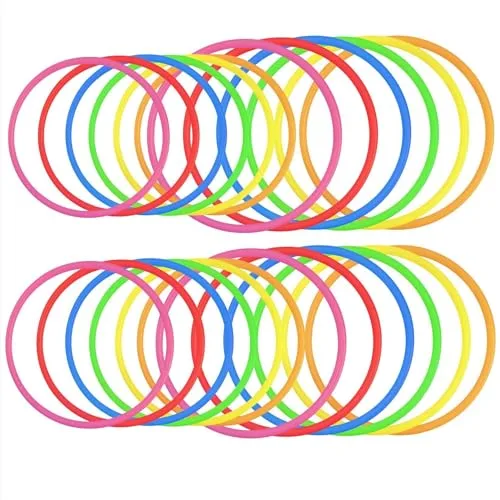24 pz Anillo de plástico para Juego de Lanzamiento de Anillos, Juegos de práctica de Velocidad y Agilidad,Fiesta, Carnaval, Jardín,Jjuegos al Aire Libre,Juegos de Fiesta Favorito (4 tamaños,6 Colore)