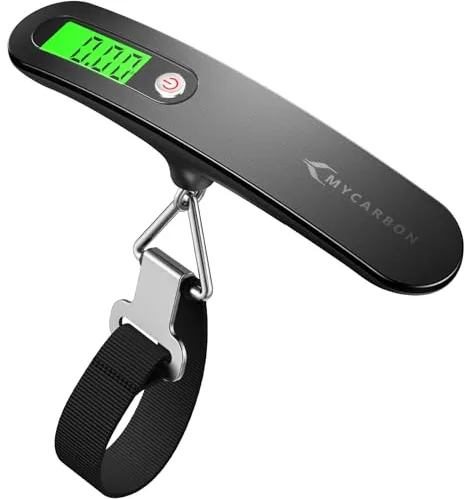 MYCARBON Bascula Maletas Viaje 110 LB / 50 kg Capacidad Peso Maletas Viaje Báscula LCD Portátil Escala de Equipaje Adecuado para Aire Libre
