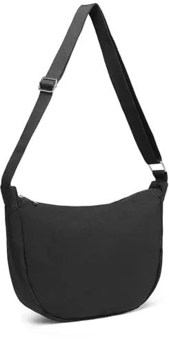 Miss Lulu Bolso Bandolera Mujer Nylon Media Luna Impermeable,Bolsa Crossbody Riñonera y Bolsa de Hombro Unisex,Ideal para Viaje Compras Salidas Diarias y Actividades Al Aire Libre
