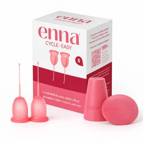 Enna Cycle Easy Talla S – 2 Copas Menstruales Reutilizables + Caja Esterilizadora – Silicona Médica – Easy Removal – Fabricadas en España