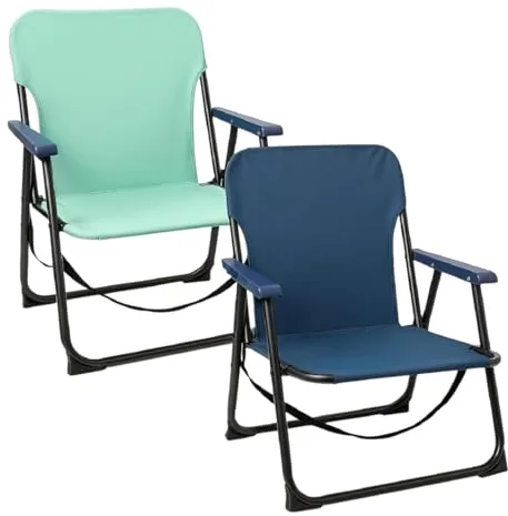 TIENDA EURASIA - Silla Playa Plegable | Pack 2 Sillas Playa | Ligera y Resistente | con Asa de Transporte | Color Azul y Turquesa | Medidas 54x54x25/63 cm | Peso Máximo 110 Kg