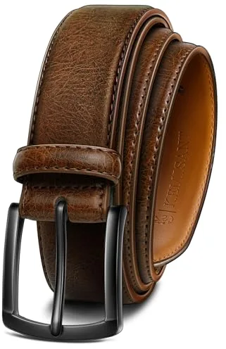 KEMISANT Cinturones Hombre, Cinturones Cuero Hombre Trabajo para Negocios y Eventos Formales,Ancho 35 mm(Marrón oscuro,120cm/40-42" Cintura ajuste)