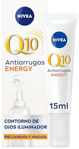 NIVEA Q10 Antiarrugas Energy - Contorno de Ojos Iluminador - Coenzima Q10, Vitaminas C y E - Reduce Hinchazón y Ojeras - Hidratación Intensa - Para Todo Tipo de Piel - 12 ml