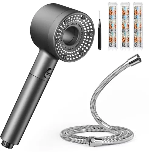 Blendura Alcachofa de Ducha con Filtro, Alcachofa Ducha Alta Presión Antical con Manguera 1.5 m, Cabezal de Ducha para 5 Modos