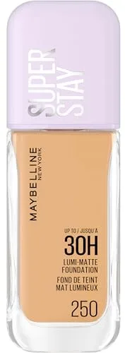 Maybelline New York, Base de Maquillaje, Hasta 30H, Acabado Mate Luminoso, Lumi Matte, Tono 250