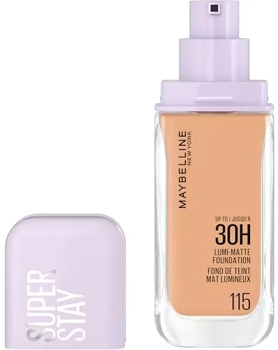 Maybelline New York Base de Maquillaje, Hasta 30H, Acabado Mate Luminoso, Lumi Matte, Tono 115