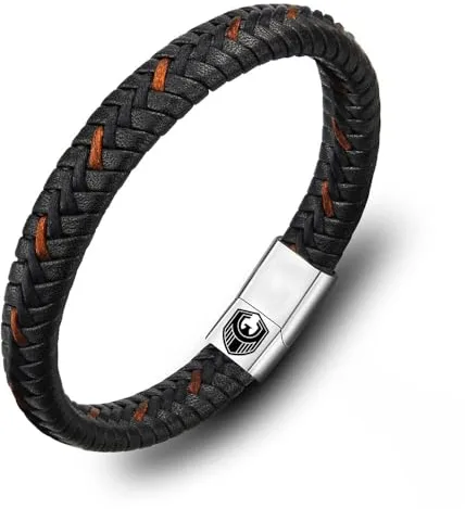 Pulsera de Cuero Hecha a Mano Pulsera De Cuero Para Hombres Pulsera de Cuero Para Hombres Pulsera de Acero Inoxidable Trenzada y Regalo Creativo