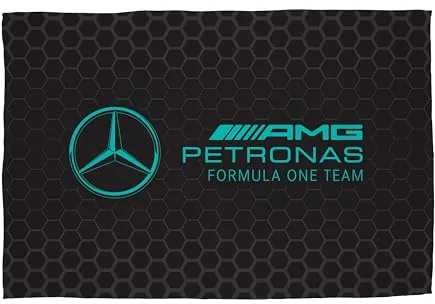 Character World Mercedes AMG Petronas - Manta de Forro Polar Oficial | Manta Negra súper Suave y cálida, diseño sigiloso de fórmula Dormitorio, Camping y Fiestas de Pijamas, 100