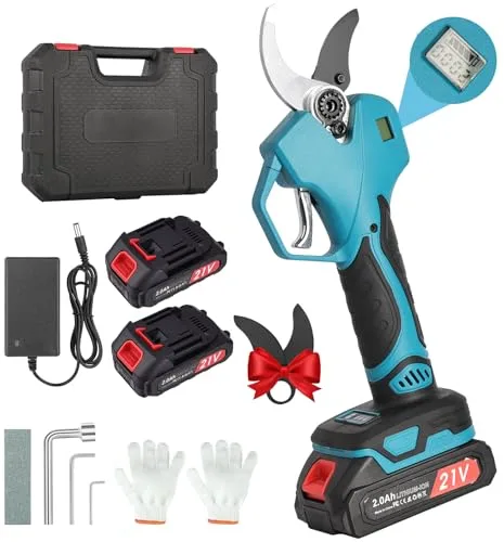 Vothen Tijeras de Podar Electricas 50mm: Tijeras de Podar Bateria Con pantalla, 2 baterías de 2000mAh, 2 cuchillas SK5, 3 Tamaños de Apertura (20/30/50mm) Para Huertos, Jardines y Granjas