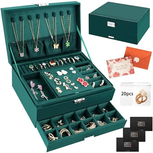 TOSUTO Caja Joyero de 3 Niveles,Joyeros Mujer Organizador,Caja Joyero de Viaje,Joyero Organizador,Grande Caja de Joyas de Cuero PU para Pulseras,Pendientes,Anillos,Collares,Relojes,Beige