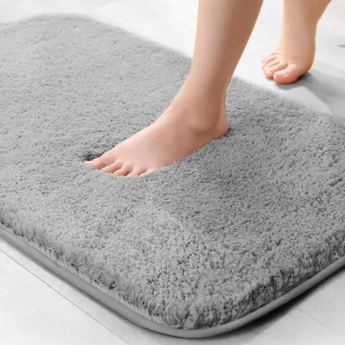 Wyewye Alfombrilla de Baño de Microfibra, Tapete para Puerta y Mascotas, Súper Grueso y Absorbente, 40 x 60 cm, Color Gris
