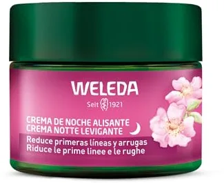 Weleda - Crema de Noche Alisante de Rosa Mosqueta y Té Blanco, Reduce Líneas de Expresión y Arrugas, Refuerza la Barrera Cutánea, Fórmula No Comedogénica y Dermatológicamente Testada - 40 ml