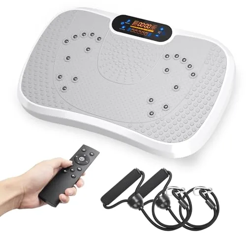 Dripex Plataforma Vibratoria, 99 Niveles de Vibración, 5 Programas de Entrenamiento, Altavoz Bluetooth, Pantalla LCD, Plataforma Vibración Muscular para Hacer Ejercicio en Casa (Negra + Blanca)