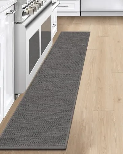 LEKEEPGO Alfombra Cocina Lavable Antideslizante 43x200cm, Alfombras Cocina Lavable, Alfombra Pasillo Larga, Tapete Cocina, Absorbente Alfombra para Cocina, Comedor, Lavadero, Pasillo, Gris