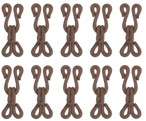 QUARKZMAN Ganchos y Ojos de Costura, 14 piezas - Ganchos y Ojos de Costura Cubiertos de Poliéster para Ropa, Sujetador, Falda, Costura DIY (Marrón, Longitud de 27mm)