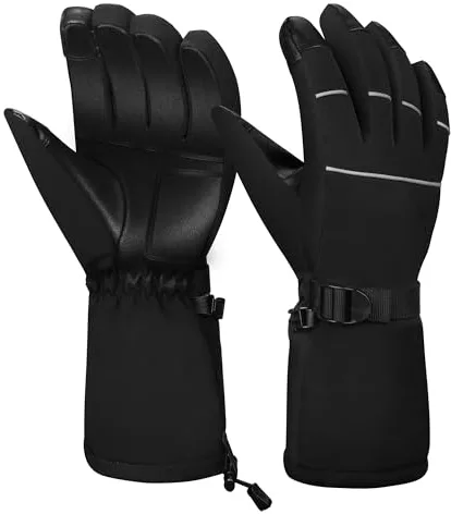 BLUEVER Guantes de esquí, Guantes de Invierno Impermeables a Prueba de Viento, Guantes de esquí térmicos para Adultos con Pantalla táctil para Deportes al Aire Libre