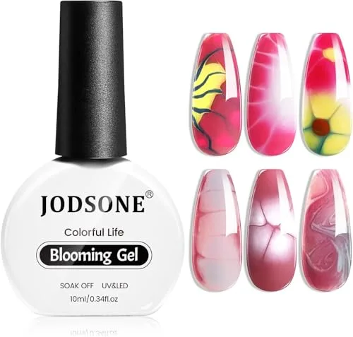 JODSONE 10 ML Clear Blooming Gel Esmalte Semipermanente De Uñas, efecto mármol transparente, para decoración de uñas, con efecto difuminado, estampado floral y diseño de acuarela para mujer
