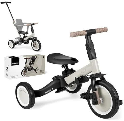 KikkaBoo FLIP, Triciclo Evolutivo de Bebé 5 en 1, Bicicleta con o sin Pedales, Ajustable y Transformable, Beige, Desde 1 Año Hasta 5 Años