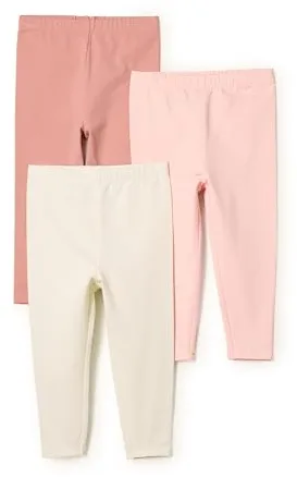 Amazon Essentials x Sofia Grainge Legging Niña, Pack de 3, Marfil/Rosa/Terracota, 3 años