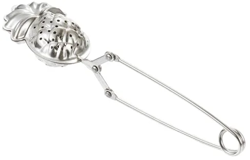 QUARKZMAN 1 Pcs Infusor de Té de Piña con Asa, Colador de Té Suelto, Colador de Té de Acero Inoxidable para Preparar Té de Hojas Sueltas, Color Plata