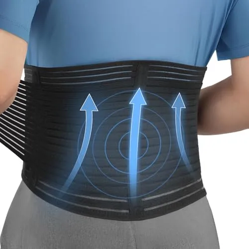 Channo Faja Lumbar Hombre y Mujer: Soporte de Espalda Columna y Alivio Dolor para Lesiones Trabajo Carga de Peso - Cinturón para Lumbares con Velcro Ajuste Doble y Varillas (Pack de 1 Negro L)