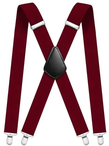 AOMIG Tirantes Hombre, 35mm Ancho Tirantes para Pantalones Hombre con Clips Extra Fuerte, Elegante Retro X Forma Tirantes Caballero Adjustable, Accesorio Traje Hombre de Business Fiesta Boda, 74-114cm