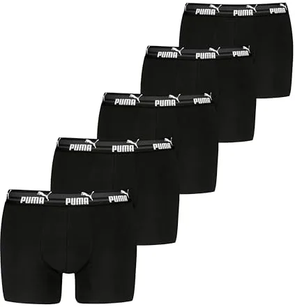 Puma Calzoncillos Tipo bóxer para Hombre (5 Unidades), Negro, L