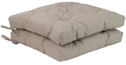 Viste tu hogar Pack 2 Cojines para Silla, 40x40x5 CM, Efecto Tridimensional, Relleno de 100% Poliéster, Ideal para Comedor, Terraza, Salón y Restaurante, Color Beige, Fabricado en España
