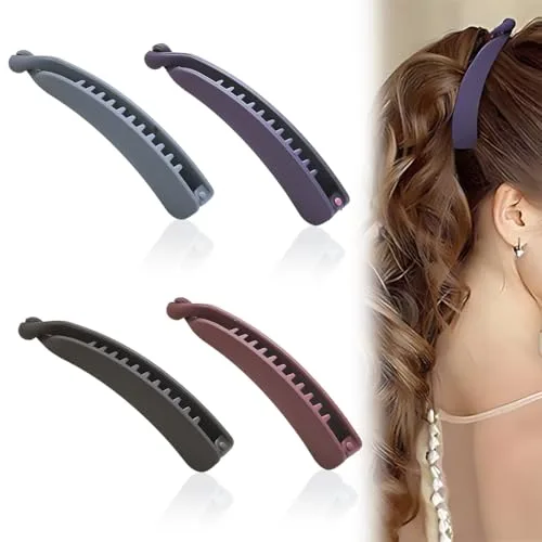 4 Piezas Pinzas para el Pelo Plátano Pinzas para el Cabello de Plátano Horquillas Pelo para Mujeres Acrílicas Pasadores de Cola de Caballo de Grandes para Mujeres y Niñas banana clip platano