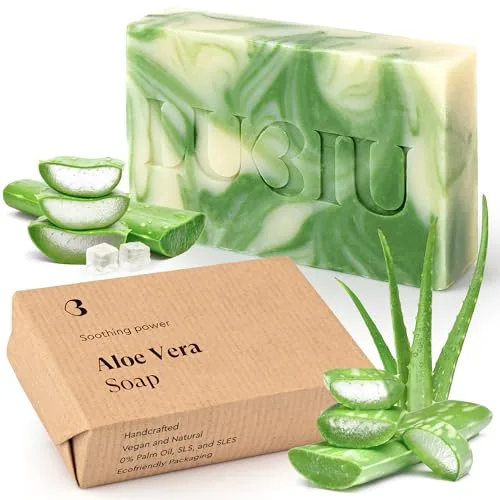 lubiu Jabón Natural de Aloe Vera - 100g Jabon de Manos Pastilla Jabon Cuerpo y Pastilla de Jabon Facial Para Hidratar y Nutrir la Piel - Jabones Artesanales