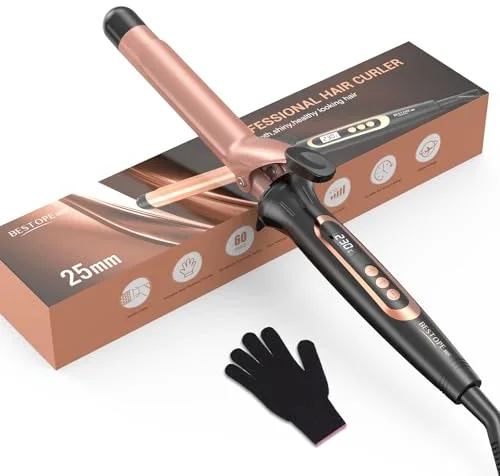 BESTOPE MIX 25 mm Rizador de Pelo Multi-Temperatura, Ondas y Rizos Grandes, Calentamiento Rápido Con Control Preciso de Temperatura Cada Cinco