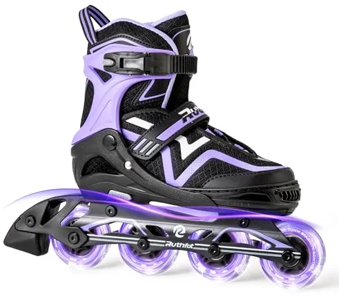 Ruthfot Patines en línea ajustables para niños y niñas, patines luminosos para niños de 6 a 12 años de edad, patines luminosos al aire libre para mujeres y hombres