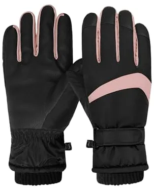 Feelorna Guantes de esquí de invierno para mujer, resistentes al viento, térmicos, para pantalla táctil, impermeables, con forro polar, guantes cálidos para invierno, para esquí, ciclismo, deportes al