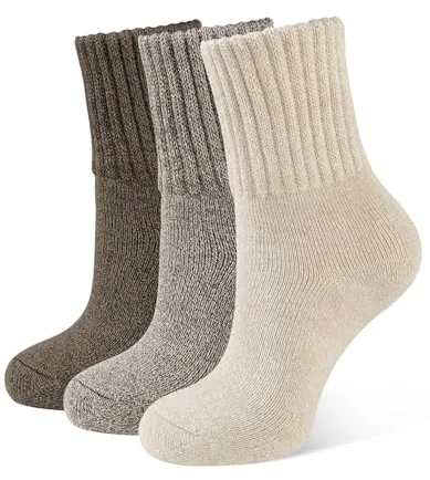 CLOSEMATE 3 Pares Calcetines Termicos Mujer Invierno sin Costuras Frio Extremo Calientes de Algodón Grueso Forro Grueso Tonos Marrón