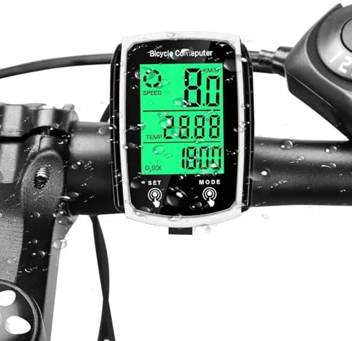 Cuentakilómetros Bicicleta,Velocimetro Bici con 19 Funciones, Ciclocomputador con Cable,Resistente al Agua, Velocímetro para Bicicleta con Pantalla LCD Retroiluminada,con Inicio/Parada Automática